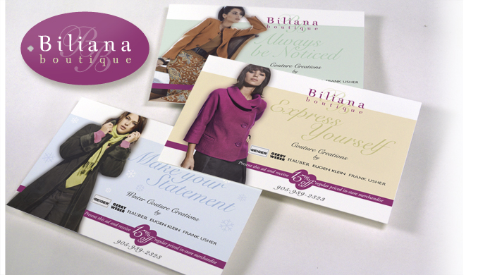 Biliana Boutiqe Clothing Tag and Promotional Cards